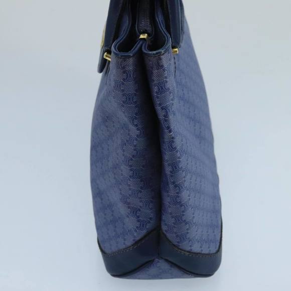 CELINE Macadam Canvas Hand Bag Blue Gold Auth 98298 - Picture 3 of 16
